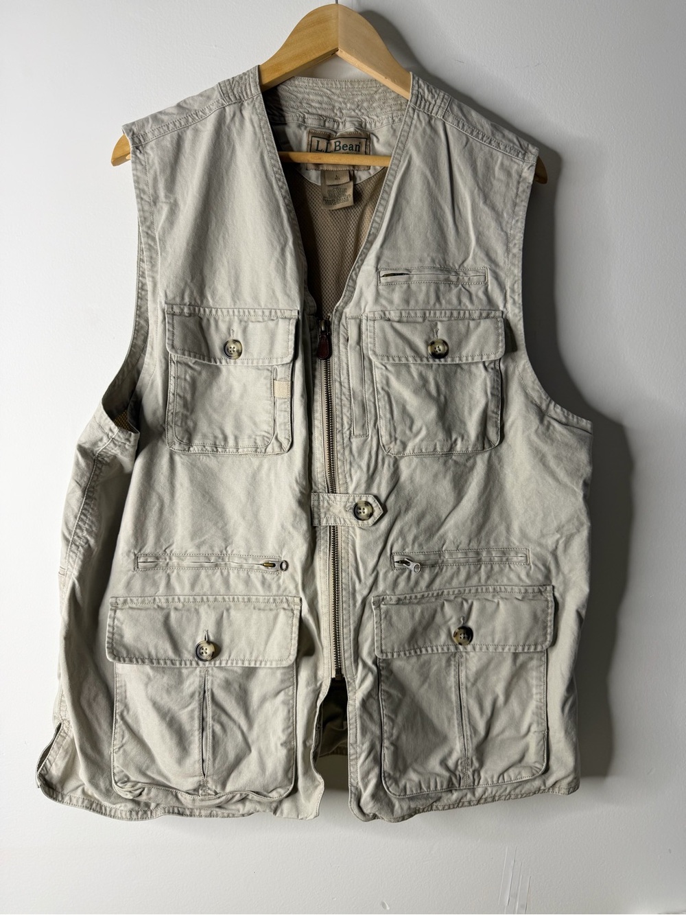 L.L. Bean Men's Fishing Utility Vest in Light Khaki